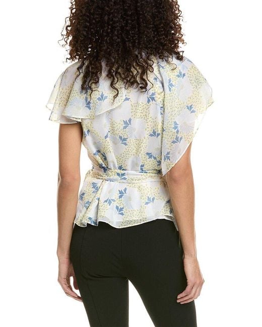 Ted Baker White Ruffle Wrap Blouse
