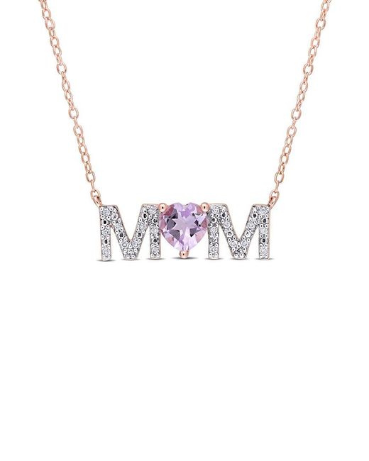 Rina Limor White Rose Gold Plated 0.65 Ct. Tw. Diamond & Rose De France Necklace