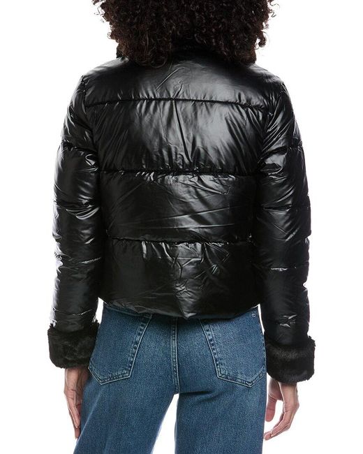 La Fiorentina Black Metallic Puffer Jacket