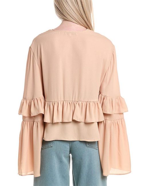 WeWoreWhat Pink Ruffle Tie-Front Top
