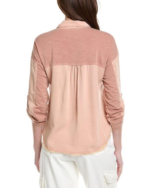 XCVI Pink Knapp Button-Up Top
