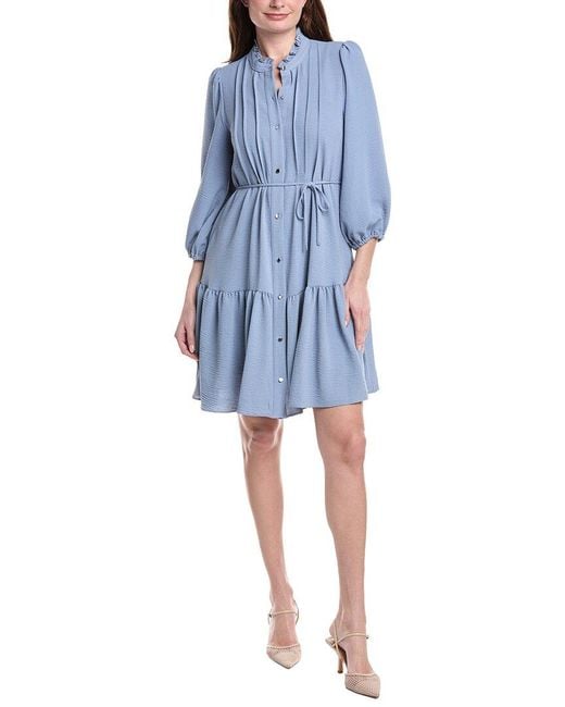 Julia Jordan Blue Brighton Airwash Long Sleeve Mini Dress