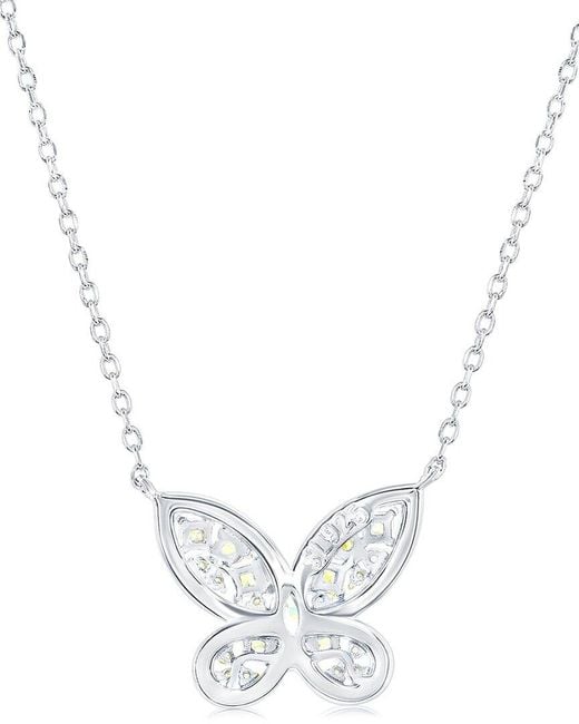 Suzy Levian CZ Jewelry White Suzy Levian Gala Collection Cz Butterfly Necklace