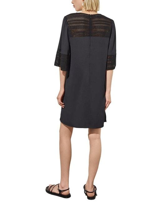 Ming Wang Black Bell Sleeve Mixed-Media Shift Dress