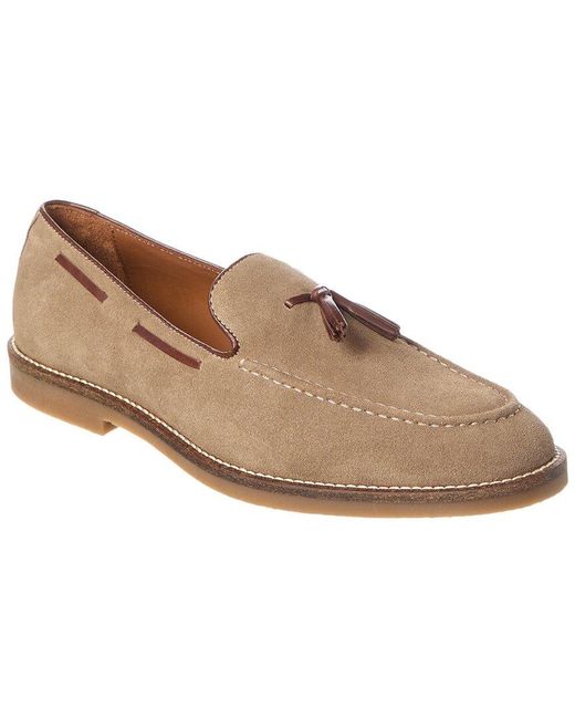 Aquatalia Brown Sandro Weatherproof Suede Loafer for men