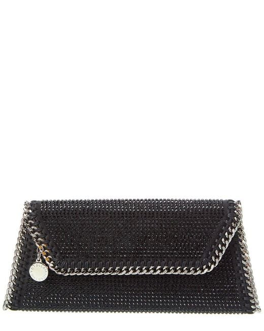 Stella McCartney Black Falabella Crystal Hotfix Clutch