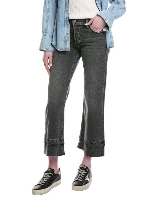Hudson Blue Rosie High-Rise Asphalt Wide Leg Ankle Raw Hem Jean