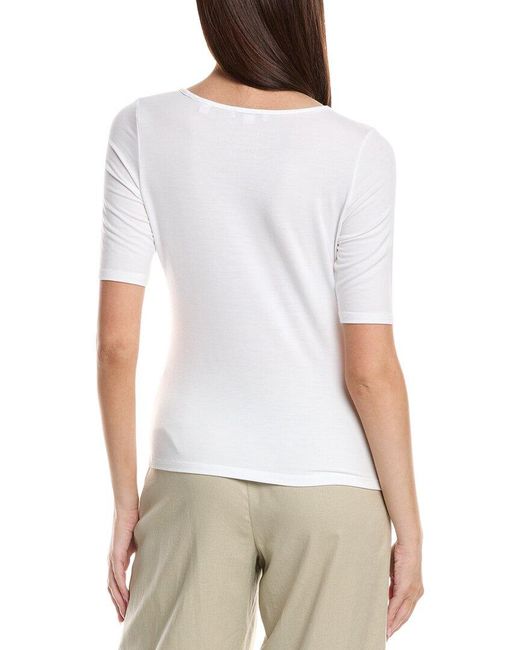 Vince White Elbow-Sleeve Scoop Neck T-Shirt