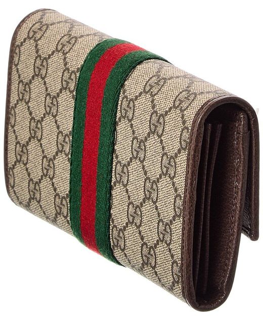 Gucci Brown Ophidia Gg Supreme Canvas & Leather Continental Wallet