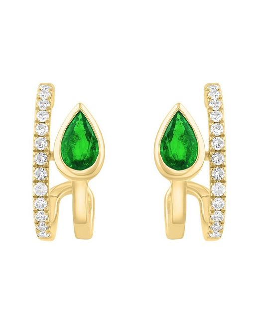 Effy Fine Jewelry Metallic 14K 0.57 Ct. Tw. Diamond & Emerald Earrings