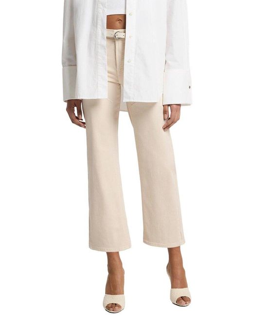 7 For All Mankind White Cropped Alexa Creme Ankle Crop Jean