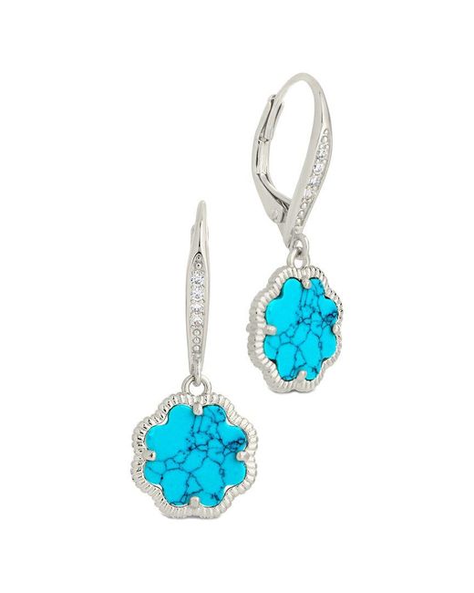 Sterling Forever Blue Rose Petal Short Drop Earrings