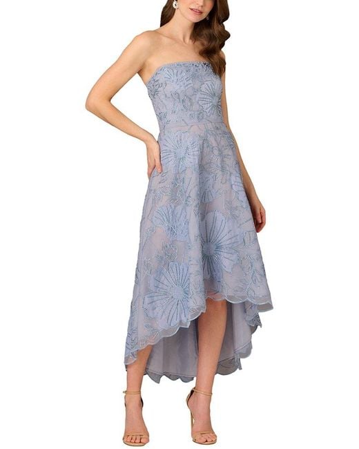 Aidan Mattox Blue Printed Maxi Dress