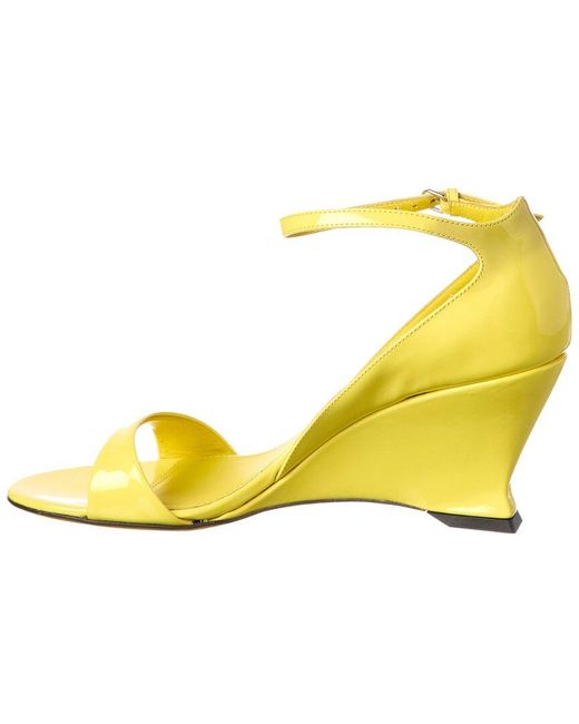 Ferragamo Yellow Leather Wedge Sandal