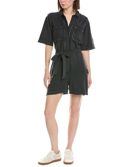 ATM Black Pique Mixed Media Romper