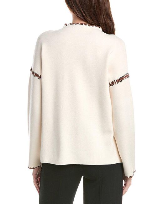 Tahari White Embroidery Stitch Pullover
