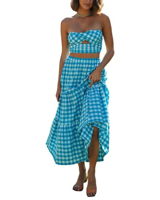 ENJOY PETRA Blue 2Pc Top & Skirt Set