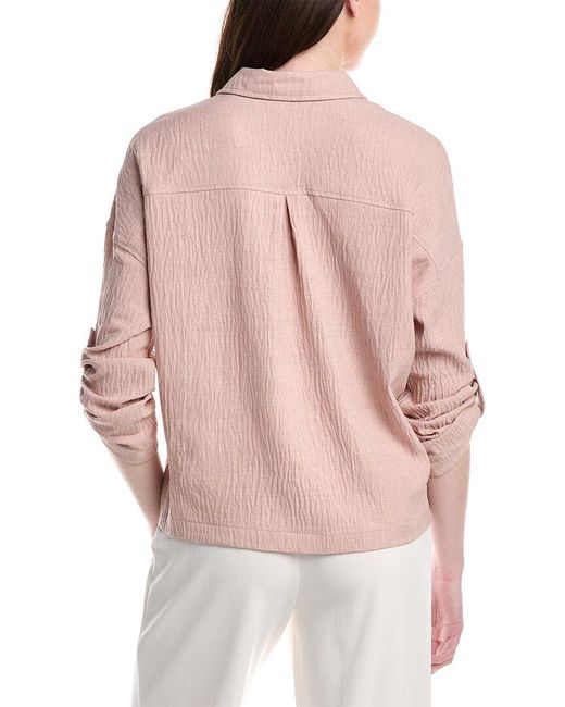 Max Studio Red Tab Sleeve V-Neck Shirt