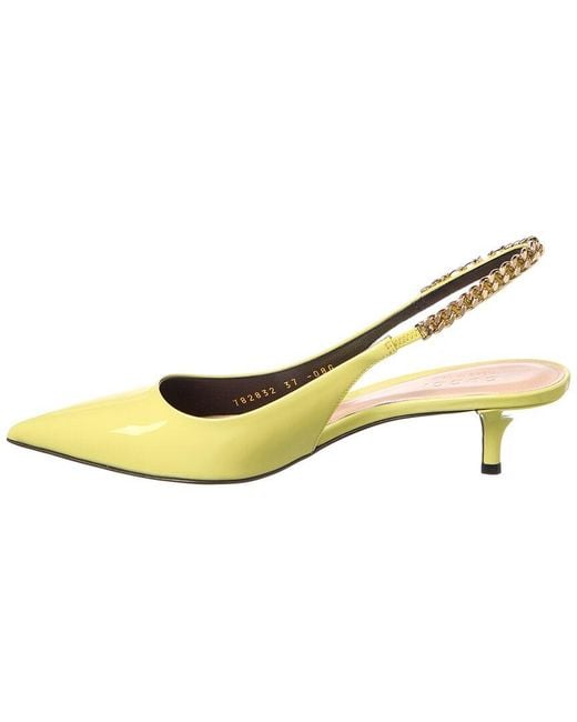 Gucci Metallic Signoria Patent Slingback Pump