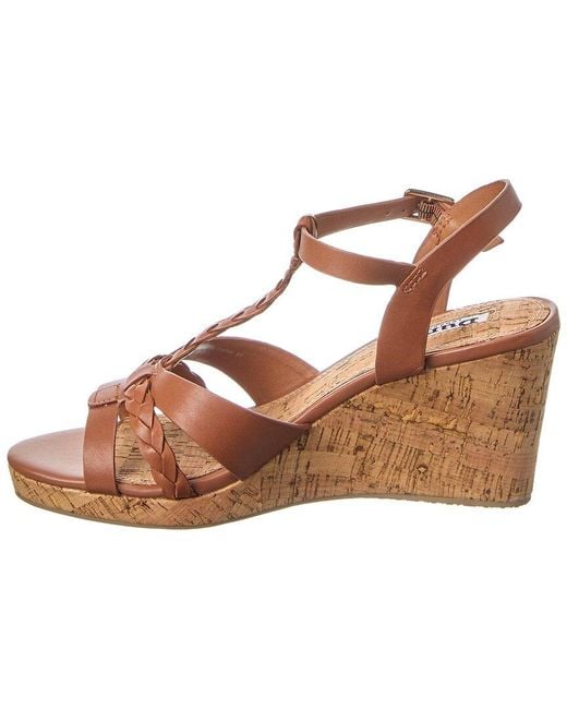 Dune Brown Koali Leather Wedge Sandal
