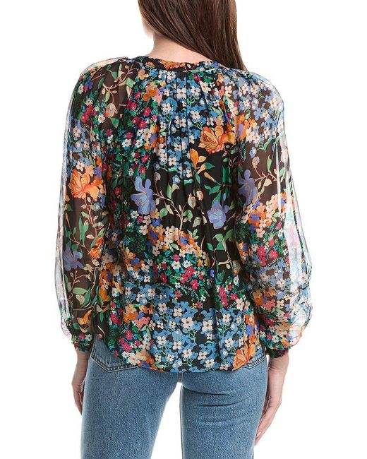 Hale Bob Multicolor Carmen Silk-Blend Blouse