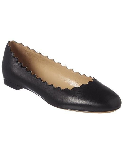 Chloé Blue Lauren Scalloped Leather Ballerina Flat