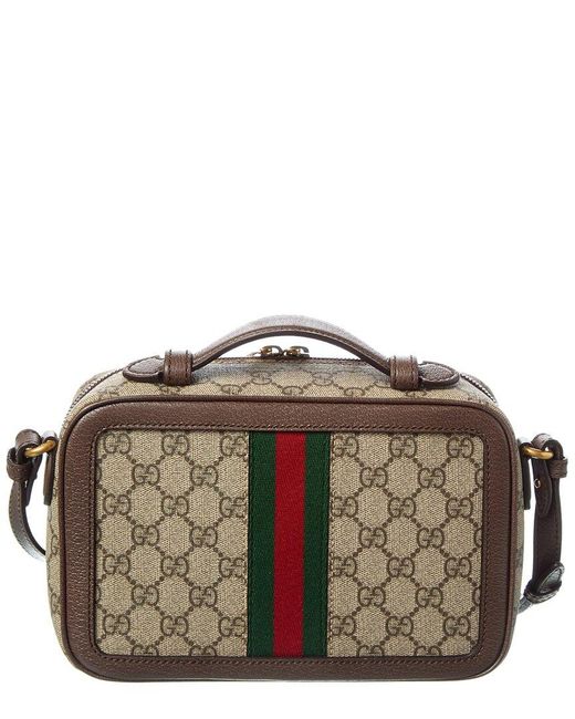 Gucci Brown Ophidia Small Gg Supreme Canvas & Leather Camera Bag