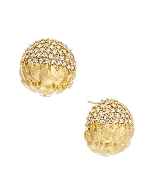 Oscar de la Renta Metallic Artichoke With Pave Stud Earrings