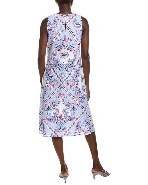 Jones New York Blue Printed Voile Midi Dress