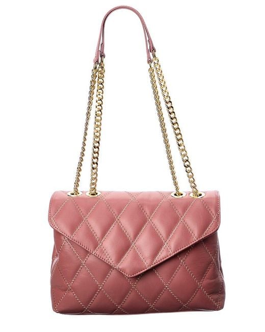 Persaman New York Pink Eloise Leather Shoulder Bag