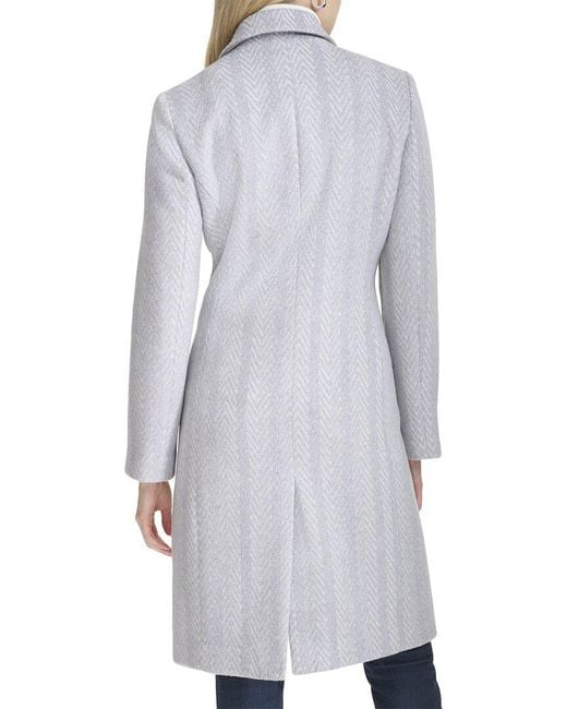 Cole Haan Gray Pattern Wool-blend Coat