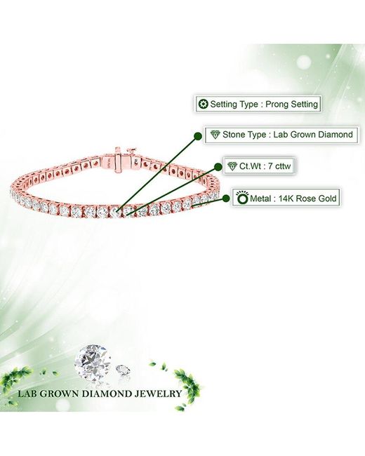 Amairah Pink 14K 7.00 Ct. Tw. Lab-Grown Diamond Tennis Bracelet