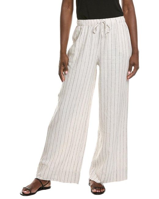 Z Supply White Henri Striped Linen-Blend Wide Leg Pant