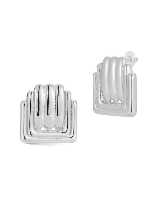 Glaze Jewelry White Plated Stainless Steel Sculptural Statement Stud Earrings