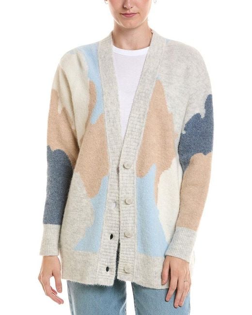 Forte White Lofty Intarsia Alpaca-Blend Cardigan