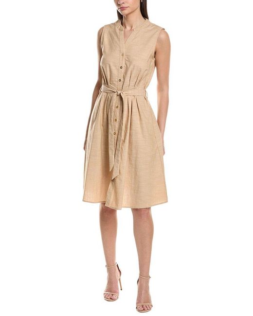 Sharagano Natural Sleeveless Shirtdress