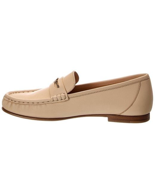 Chloé White Logo Leather Loafer