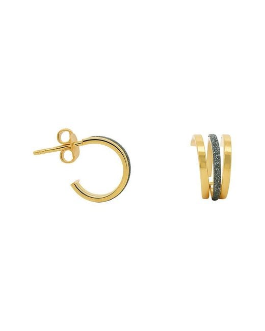 Maitre De Diamant Metallic 18K Triple Curve Stardust Hoop Earrings