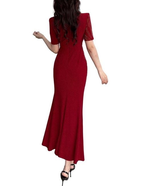 BURRYCO Red Short Sleeve Maxi Dress