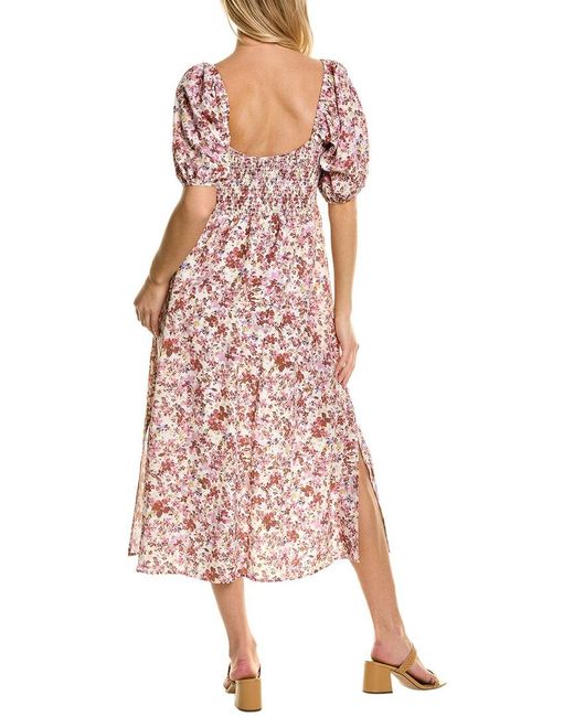 Auguste Pink Rosemary Annastasia Linen-blend Midi Dress