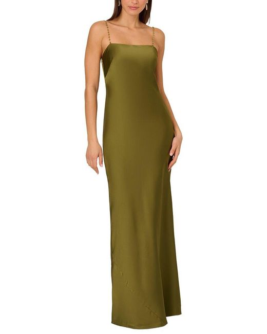 ADRIANNA EVE Green Solid Maxi Dress