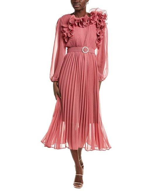 BURRYCO Red Printed Maxi Dress