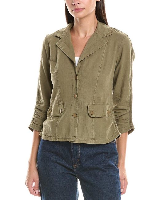 XCVI Green Wearables Folksy Linen-Blend Jacket