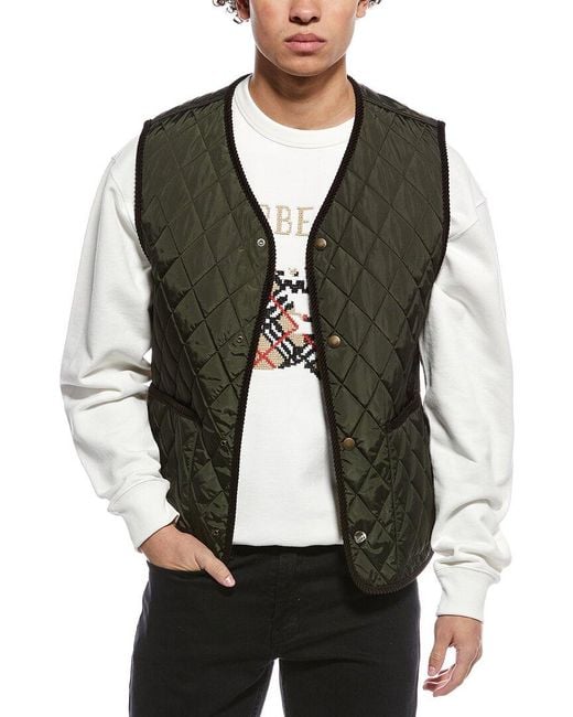 Burberry Green Quilted Gilet for men
