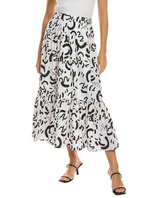 Tahari White Ruffle Hem Maxi Skirt