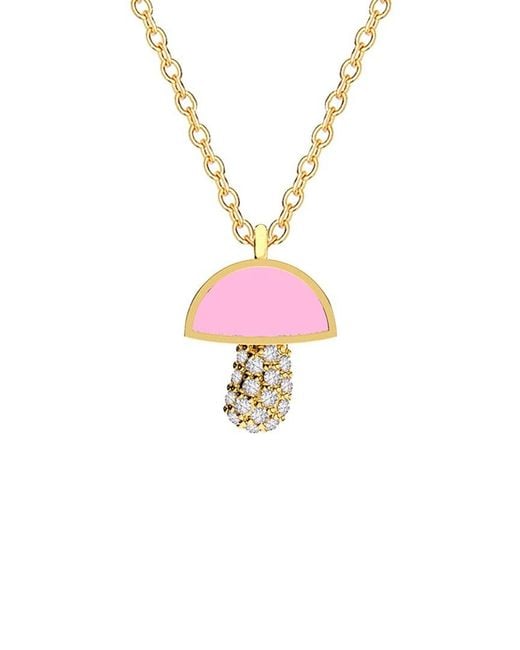 Gabi Rielle Pink 14K Over Agate Cz Stackable Necklace