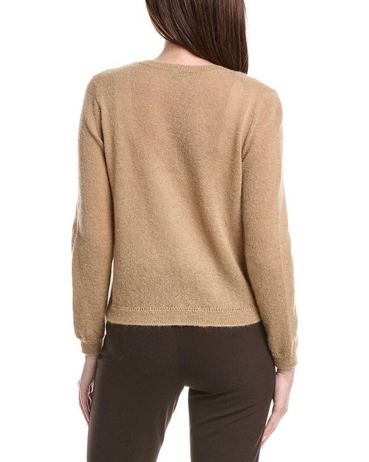 Lafayette 148 New York Natural Patch Pocket V-Neck Mohair & Alpaca-Blend Cardigan