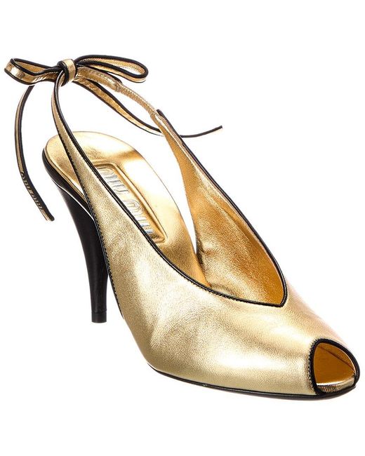 Miu Miu Metallic Leather Slingback Pump