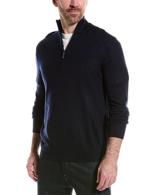 Brooks Brothers Blue Basic Merino Wool 1/2-zip Sweater for men