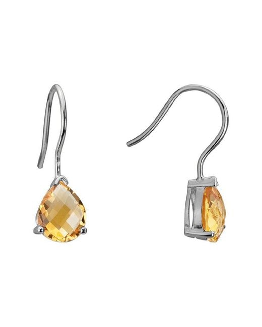 Gemstones Metallic Silver 4.00 Ct. Tw. Citrine Earrings